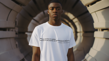 We do not live in reality 
we live in the stories we tell ourselves about it - Men's Tee